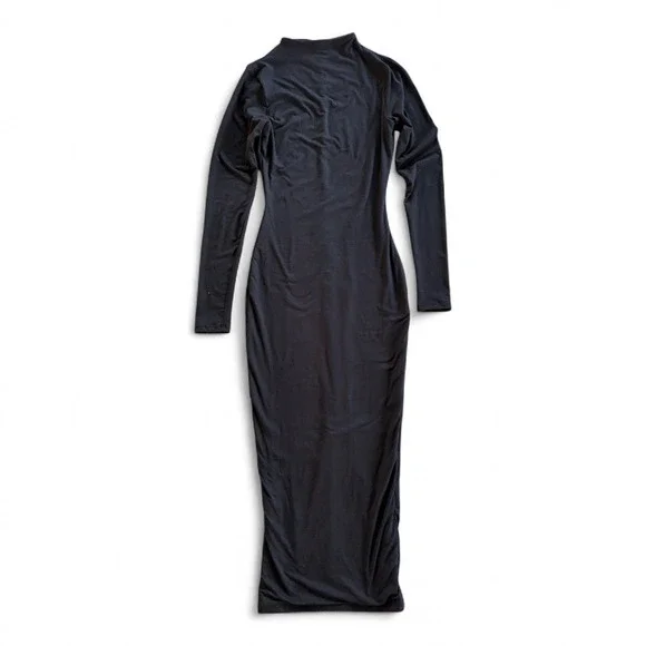Naked Wardrobe Black Mock Neck Bodycon‎ Maxi Dress Sz S - Picture 4 of 9